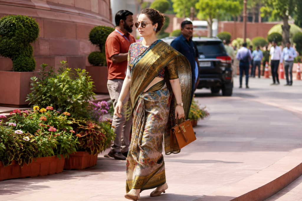 Kangana Ranaut: সংসদ চত্বরে কঙ্গনা রানাওয়াতের কলমকারি শাড়িতে ধ্রুপদী সাজ, দাম হতে পারে ৬০ হাজার টাকা পর্যন্ত সংসদ চত্বরে ঐতিহ্যবাহী নকশার শাড়ি পরে চশমায় সজ্জিত কঙ্গনা রানাউত