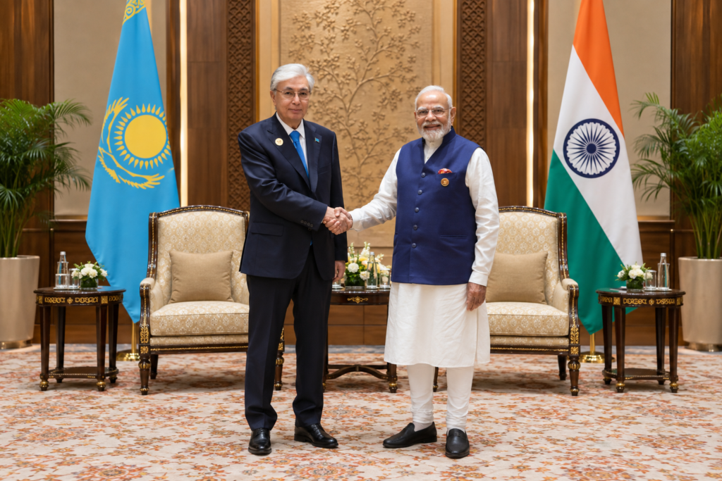 India-Kazakhstan: ভারতের জ্বালানির ঘাটতি মেটাবে কাজাকস্তান? দিল্লিতে মোদী-তোকায়েভ বৈঠক, নতুন গতি পেতে চলেছে ভারত-কাজাখস্তান সম্পর্ক । নয়াদিল্লিতে ব্রিকস সম্মেলনের ফাঁকে প্রধানমন্ত্রী নরেন্দ্র মোদী ও কাজাখস্তানের প্রেসিডেন্ট কাসিম জোমার্ত তোকায়েভের করমর্দনের দৃশ্য।