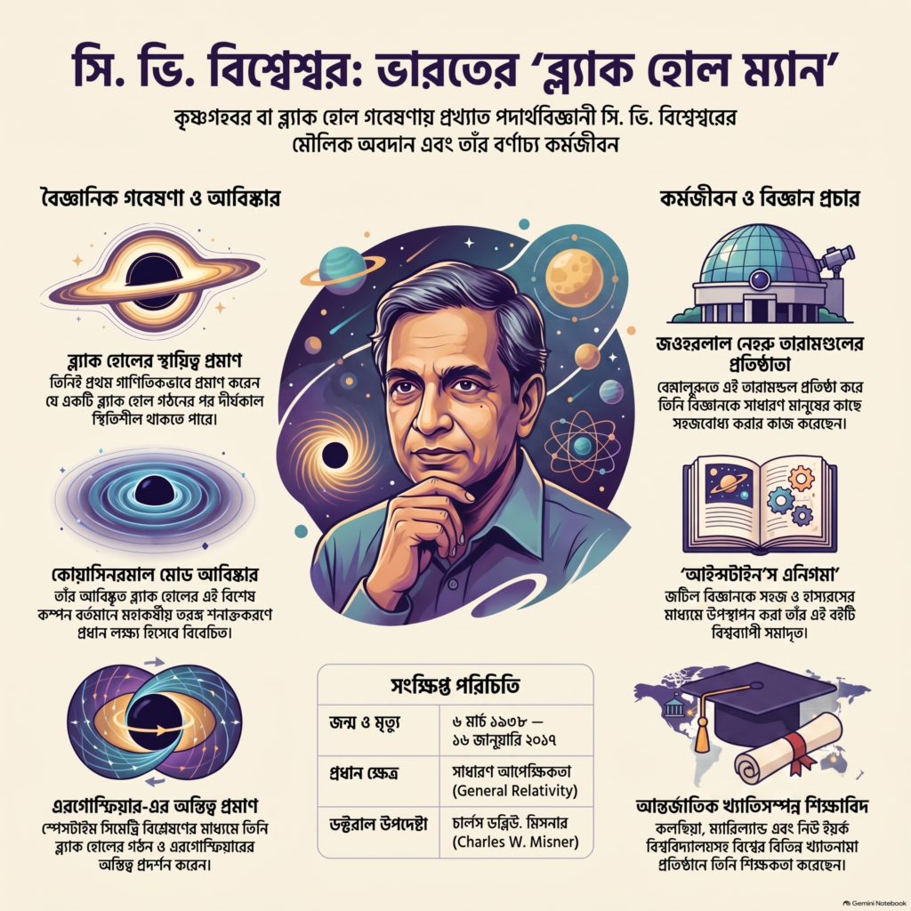 সিভি বিশ্বেশ্বরের চিত্রসহ ব্ল্যাক হোল গবেষণা, কোয়াসিনরমাল মোড, এরগোস্ফিয়ার এবং তাঁর বিজ্ঞান প্রচারের কাজ তুলে ধরা একটি তথ্যচিত্র।